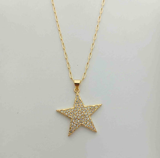 Collar Bañado en Oro 18k Colgante Estrella 50cm