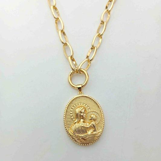 Collar Bañado En Oro Virgen con Niño 50cm